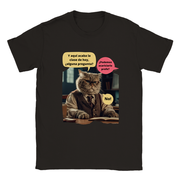 Camiseta unisex estampado de gato "Gato profesor"