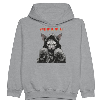 Sudadera con capucha júnior estampado de gato "Maquina de matar" Michilandia