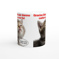 Taza Blanca con Impresión de Gato "Mirada Culpable" Michilandia | La tienda online de los fans de gatos