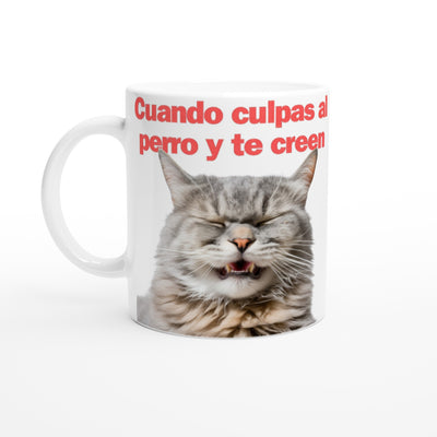 Taza Blanca con Impresión de Gato 