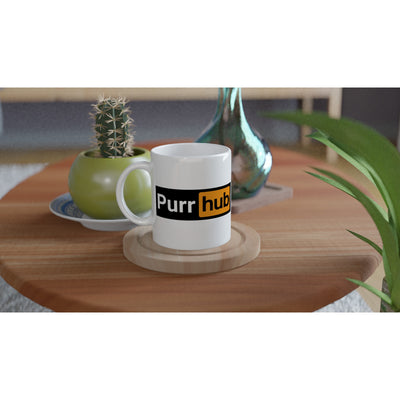 Taza Blanca con Impresión de Gato "Purr Hub" Michilandia | La tienda online de los fans de gatos