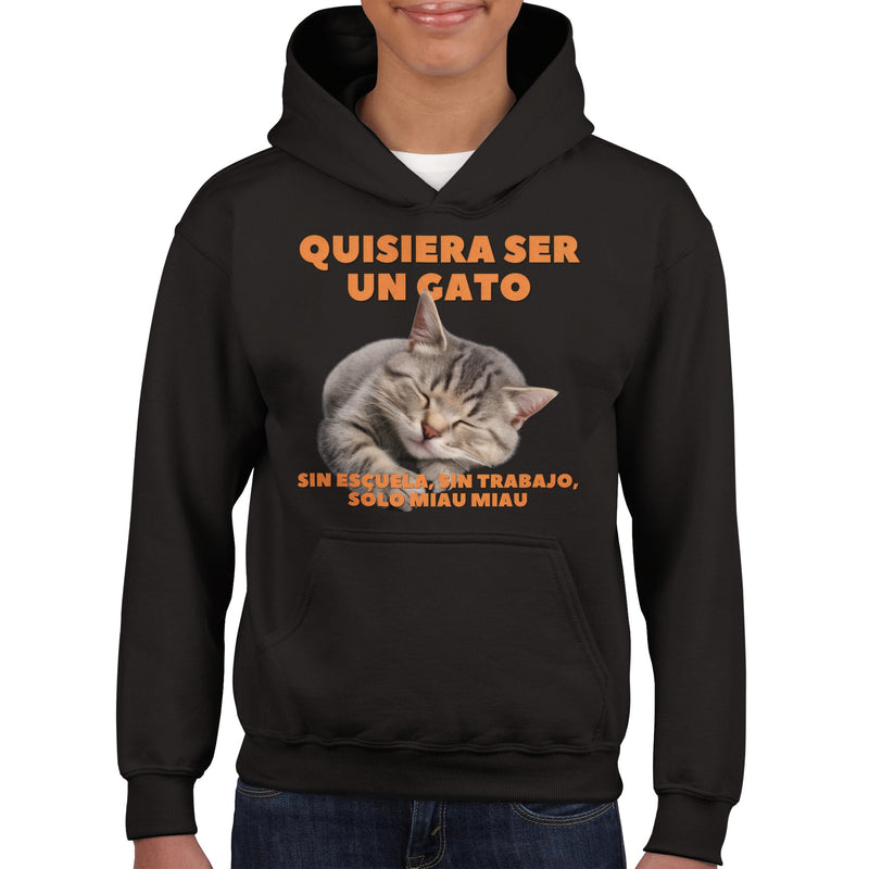 Sudadera con capucha júnior estampado de gato "Vida de Miau" Michilandia | La tienda online de los fans de gatos