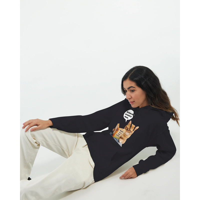 Sudadera con Capucha Unisex Estampado de Gato "Biografía de Karen" Michilandia