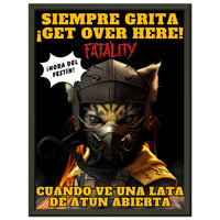 Póster Semibrillante de Gato con Marco Metal "¡Get Over Here, Atún!" Michilandia | La tienda online de los amantes de gatos