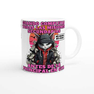 Taza Blanca con Impresión de Gato "GTA: Gato Theft Auto" Michilandia | La tienda online de los amantes de gatos