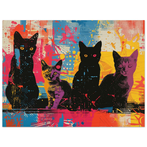 Panel de madera impresión de gato "Calles de Color"