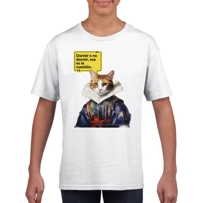 Camiseta júnior unisex estampado de gato 