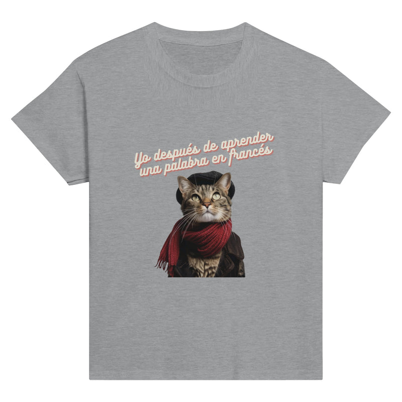 Camiseta Junior Unisex Estampado de Gato "Top Chat" Michilandia | La tienda online de los fans de gatos