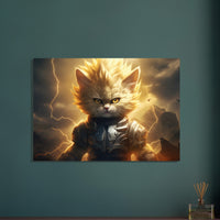 Panel de aluminio impresión de gato "El Último Saiyajin Felino" Michilandia | La tienda online de los fans de gatos