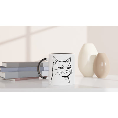 Taza Bicolor con Impresión de Gato "Mirada Sospechosa" Michilandia