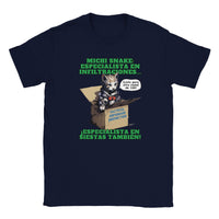 Camiseta júnior unisex estampado de gato "Misión de Michi Snake" Navy