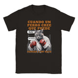 Camiseta unisex estampado de gato "Round One" Negro