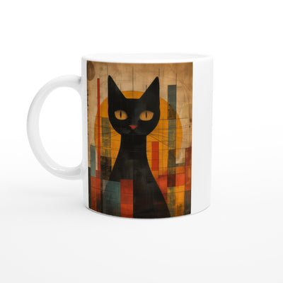 Taza Blanca con Impresión de Gato 