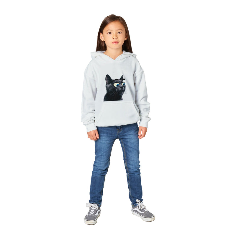 Sudadera con capucha júnior estampado de gato "Ojos Divertidos" Michilandia