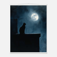 Póster de gato con colgador "Misterio Lunar" Michilandia | La tienda online de los fans de gatos