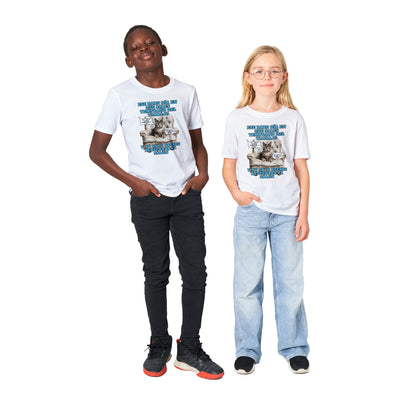 Camiseta Junior Unisex Estampado de Gato "Sorpresa en el Salón" Michilandia | La tienda online de los amantes de gatos