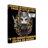 Lienzo de gato "El Samurai del Atún" 30x30 cm / 12x12″