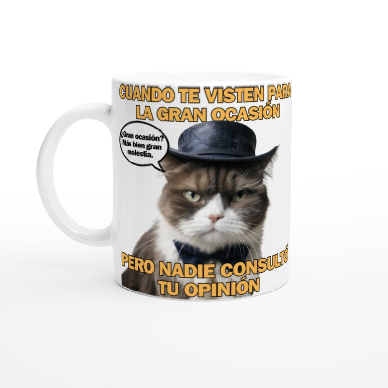 Taza Blanca con Impresión de Gato 