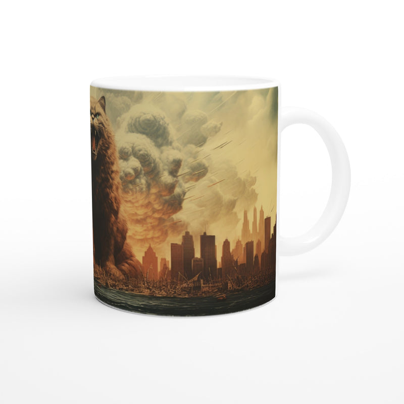 Taza blanca con impresión de gato "Catzilla Unleashed" Michilandia | La tienda online de los amantes de gatos