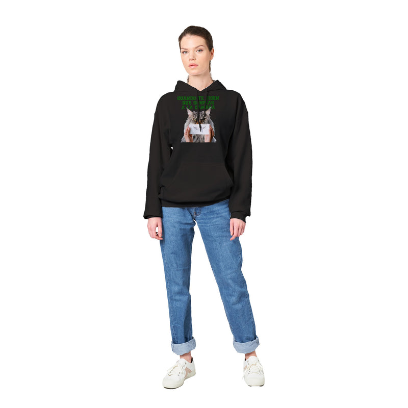 Sudadera con capucha unisex estampado de gato "Sonrisa Obligada" Gelato