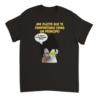 Camiseta Unisex Estampado de Gato "Príncipe Saiyajin Felino" Michilandia | La tienda online de los fans de gatos