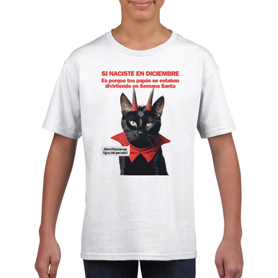 Camiseta Junior Unisex Estampado de Gato 