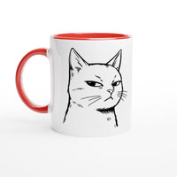 Taza Bicolor con Impresión de Gato "Mirada Sospechosa" Michilandia