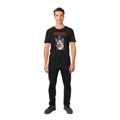 Camiseta unisex estampado de gato "Cuéntame más sobre ti" Gelato