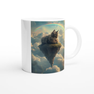 Taza Blanca con Impresión de Gato "Isla de la Tranquilidad" Michilandia | La tienda online de los fans de gatos