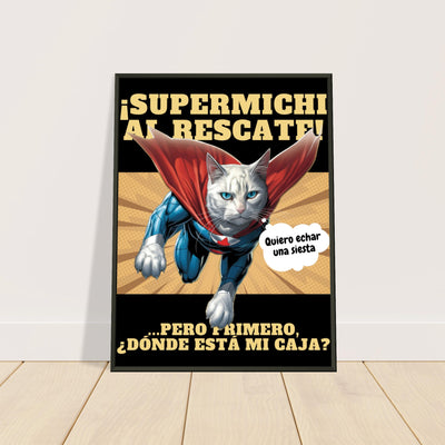 Póster Semibrillante de Gato con Marco Metal 