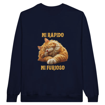 Sudadera Unisex Estampado de Gato "Ni rápido Ni furioso" Michilandia | La tienda online de los fans de gatos