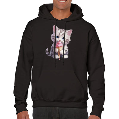 Sudadera con capucha unisex estampado de gato 