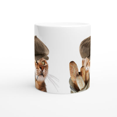 Taza Blanca con Impresión de Gato "Le Chat Parisien" Michilandia | La tienda online de los fans de gatos