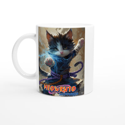 Taza Blanca con Impresión de Gato 