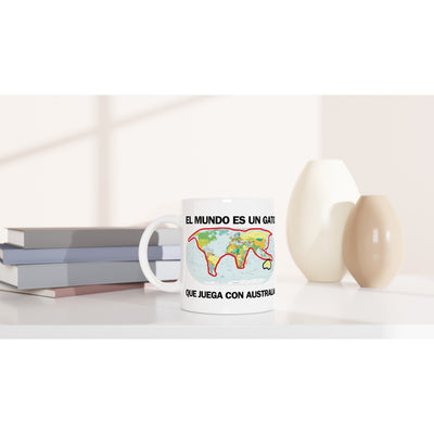 Taza Blanca con Impresión de Gato "Atlas Felino" Michilandia | La tienda online de los fans de gatos