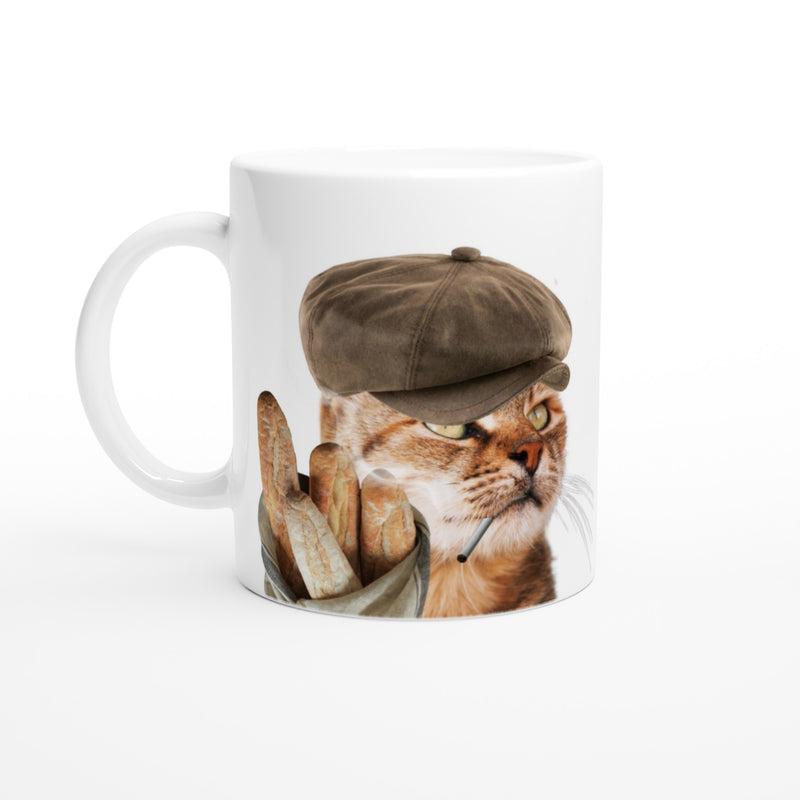 Taza Blanca con Impresión de Gato 