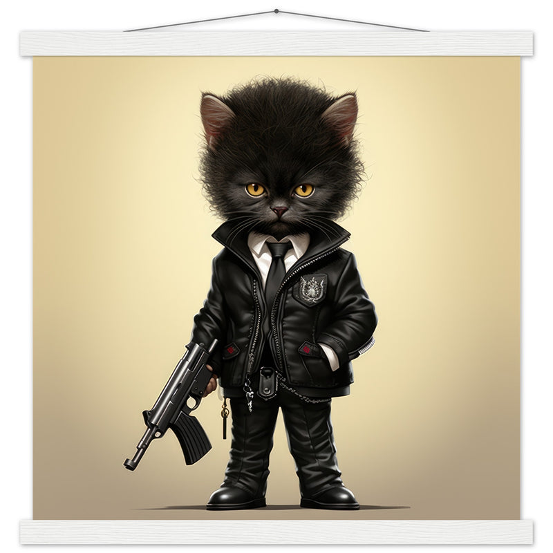 Póster semibrillante de gato con colgador "Michi Jules Winnfield" Gelato