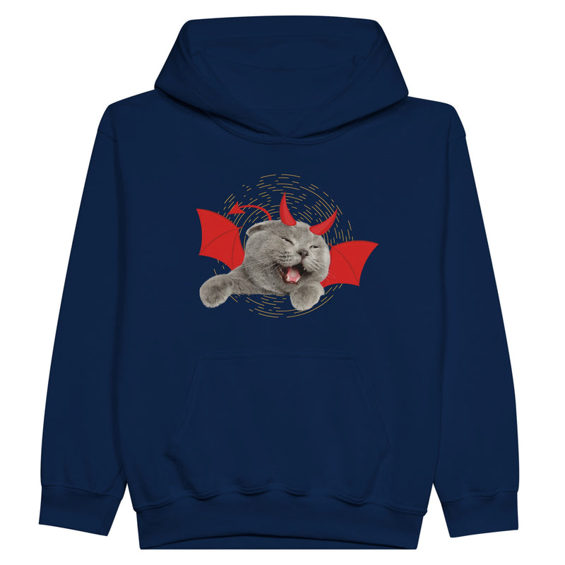 Sudadera con capucha júnior estampado de gato "Vórtice Felino" Michilandia | La tienda online de los fans de gatos