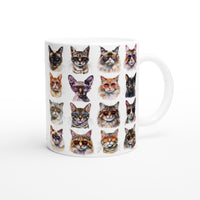 Taza Blanca con Impresión de Gato "Cool Cats" Michilandia | La tienda online de los fans de gatos