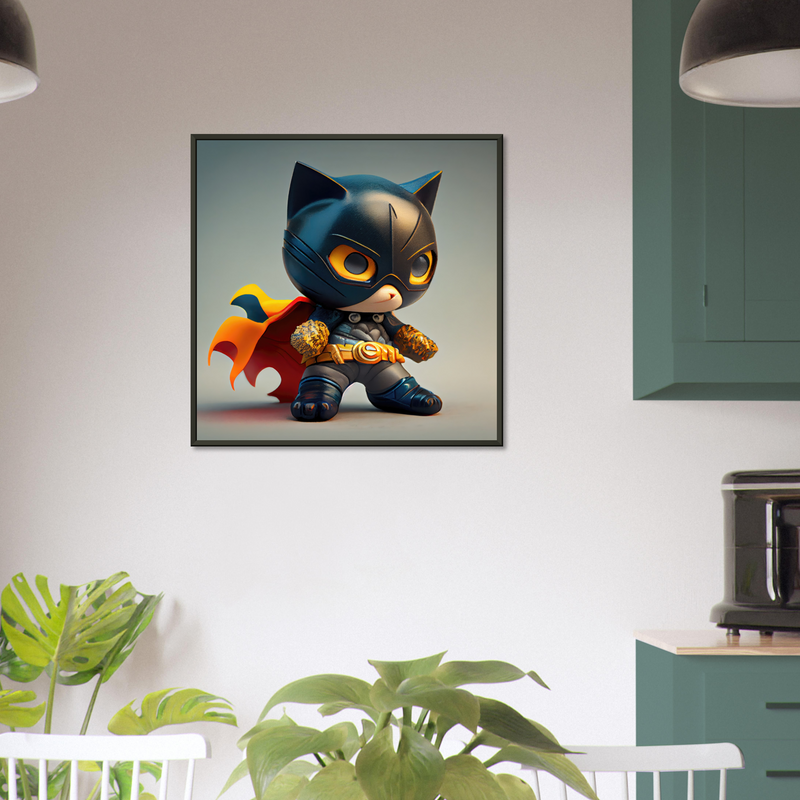 Póster semibrillante de gato con marco metal "Superpurr" Gelato