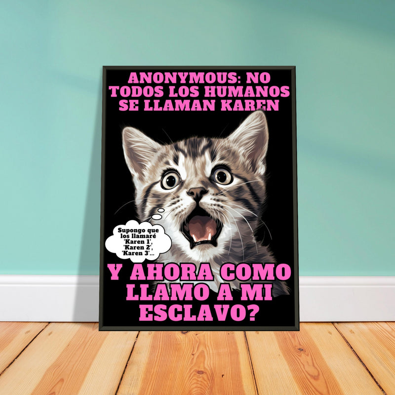 Póster Semibrillante de Gato con Marco Metal 