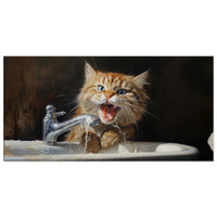 Lienzo de gato "Michi en el Baño"