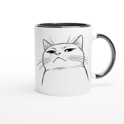 Taza Bicolor con Impresión de Gato "Mirada Desafiante" Michilandia