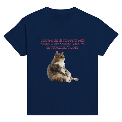 Camiseta Junior Unisex Estampado de Gato "Miau de Culpa" Michilandia | La tienda online de los fans de gatos