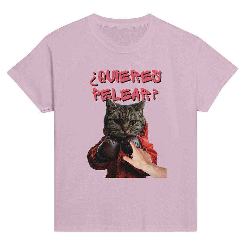 Camiseta Junior Unisex Estampado de Gato "¿quieres pelear?" Michilandia | La tienda online de los fans de gatos