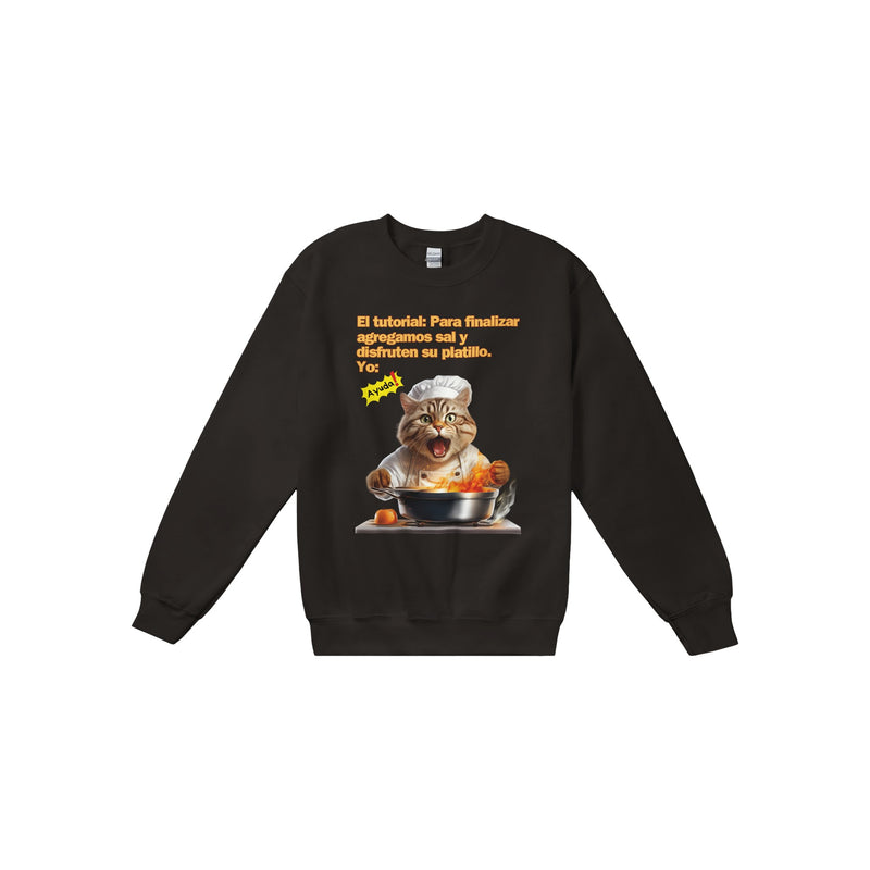 Sudadera Unisex Estampado de Gato "Chef en Apuros" Michilandia | La tienda online de los fans de gatos