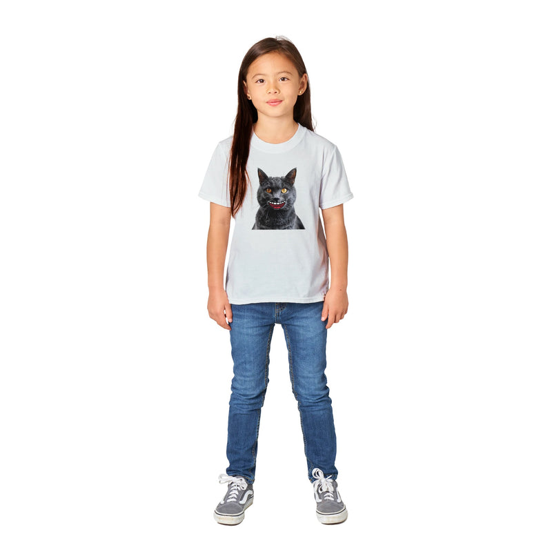 Camiseta Junior Unisex Estampado de Gato "Sonrisa Cartoon" Michilandia