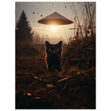 Panel de aluminio impresión de gato "Encuentro Extraterrestre" Michilandia | La tienda online de los fans de gatos