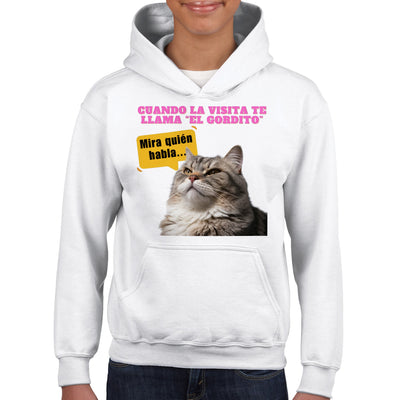 Sudadera con capucha júnior estampado de gato 