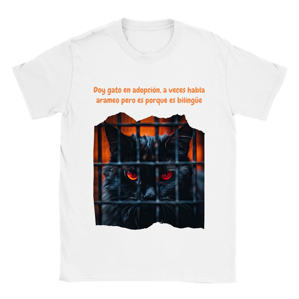 Camiseta unisex estampado de gato "Gato demoníaco" Gelato